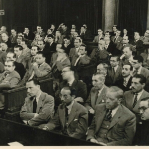 Asistentes al acto del ingreso de Henri De Lovinfosse como académico correspondiente para Bélgica, 20/04/1949  - 20/04/1949
