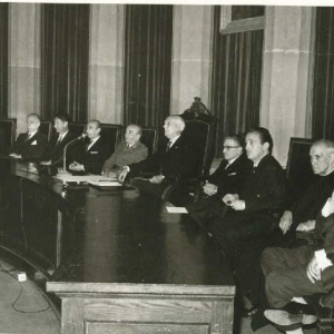 Tribuna presidencial del ingreso Excmo. Sr. D. Juan de Arteaga y Piet (Marqués de la Vega Inclán). 21/11/1965  - 21/11/1965